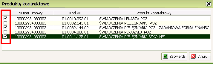 Konfiguracja systemu - "Komórki i produkty kontraktowe" Po wyborze zakładki "Komórki" na ekranie pojawi się okno Aby przyporządkować danej komórce wybrane produkty kontraktowe należy : W oknie