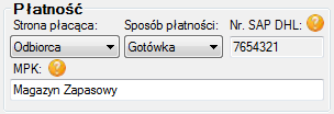 Przycisk Usługi umożliwia podgląd dostępnych usług DHL dla danego kodu pocztowego nadawcy. Zawiera m.in. informacje o możliwych godzinach odbiorów przesyłek oraz dostępnych rodzajach usług.