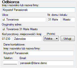 opcje to: Nadawca Odbiorca Trzecia strona Sposób płatności umożliwia wybór sposobu rozliczenia za usługę przewozową. Dostępne opcje mogą się różnić w zależności od wybranej Strony płacącej.