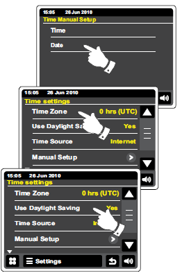 Ręczne ustawianie daty. Aby ustawić prawidłową procedurę pobierania informacji o dacie przez zegar radia postępuje zgodnie z wskazówkami opisanymi powyżej.