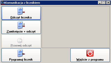 5 OKNO KOMUNIKACJI Z LICZNIKIEM Rys. 5-1 Okno komunikacji z licznikiem Okno komunikacji z licznikiem (Rys.