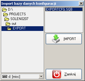 17.7 Import/eksport pozycji bazy konfiguracji Opcje importu i eksportu pozycji bazy konfiguracji dostępne są z menu Baza. Okno eksportu (Rys.