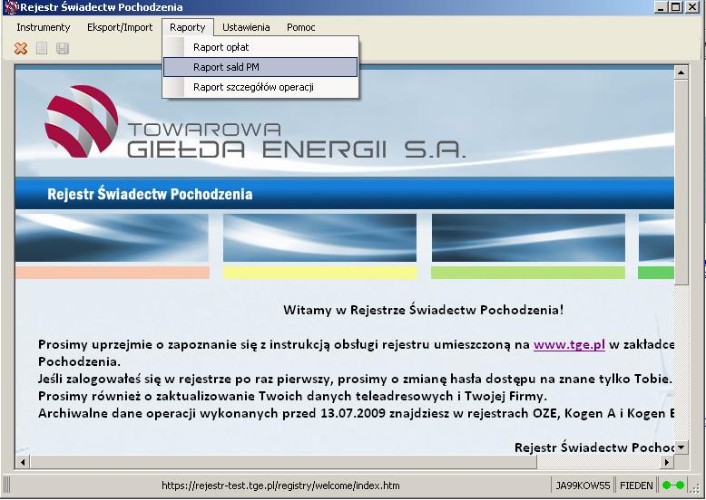 21. Raport sald PM. Aby zobaczyć salda PM członka rejestru kliknij na menu Raporty i Raport sald PM.