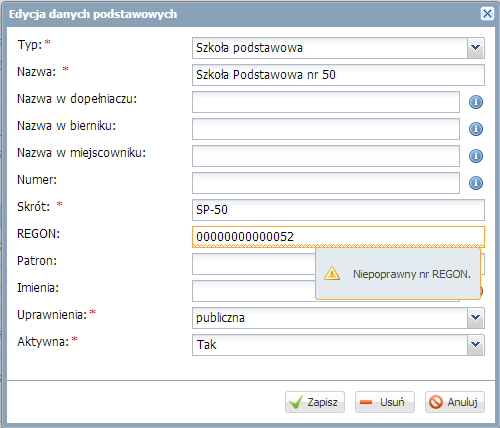 Podstawy pracy w module Administrowanie Drzewo danych Panel roboczy może zawierać drzewo danych (wyświetla się ono zawsze po lewej stronie).