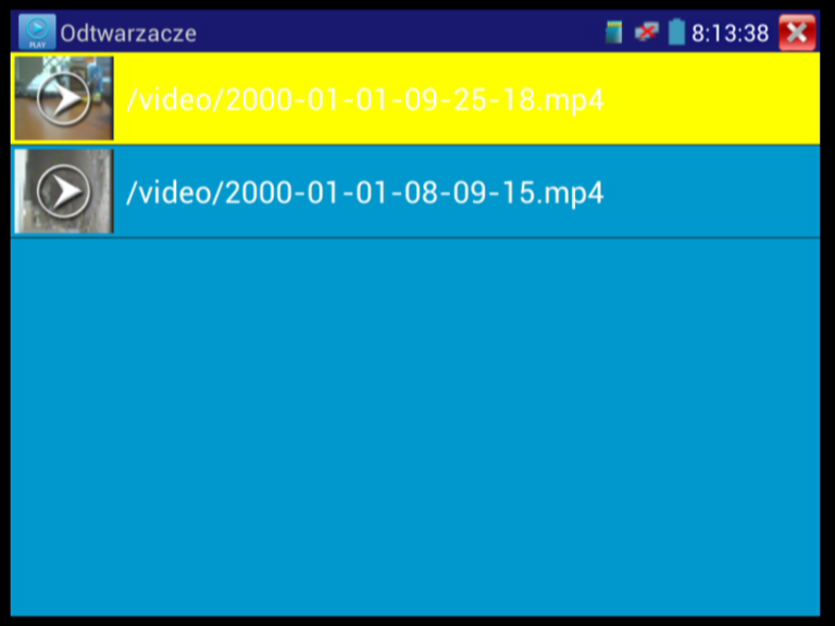 Odtwarzacz wideo potrafi wyświetlać obrazy i odtwarzać filmy w formatach MP4, H. 264, MPEG4, MKV.