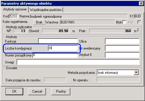 System informacji o terenie GEO-MAP 15 Wysokości budynków O wysokości budynku decyduje odczytana liczba kondygnacji z atrybutu A2.