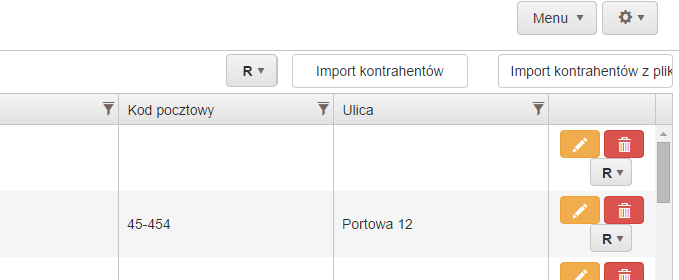 7. Import bazy kontrahentów z programu WF-Mag konfiguracja parametrów importu Klikamy rozwijaną listę kółka zębatego. Wybieramy opcję konfiguracja importu. W oknie (rys.