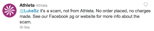 Twitter Zastosowanie Kontakt z klientami @Athleta Oferty specjalne
