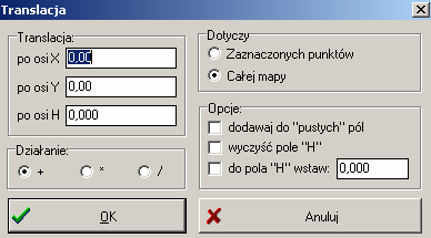 Zmiana kodu punktów Ustawienie nowego kodu (wprowadzonego przez użytkownika) dla zaznaczonych punktów. Jeżeli nie zostanie podany żaden kod, a naciśnięty zostanie klawisz OK, kody zostaną usunięte.