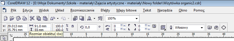 WIZYTÓWKA C 1. Pozostajemy na naszej wizytówce B. Rozgrupowujemy logotyp i klikamy na biały, półprzezroczysty prostokąt, który daje nam efekt zanikającego odbicia lustrzanego.