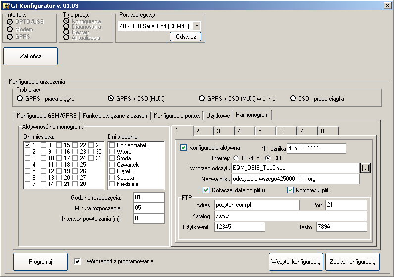 Rys. 19. Zakładka funkcji uŝytkowych 2.5.6. Harmonogram (od wersji firmware 01.