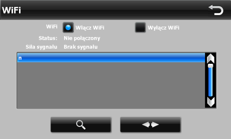 Ustawienia WiFi (1) Włączenie WiFi (2) Wyłączenie WiFi (3) Wyjście (4) Status połączenia (5) Lista wyszukanych sieci (6) Wyszukiwanie sieci