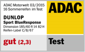 Wyniki testów opon letnich (H/V) 2015 ADAC (Niemcy) Dobra (2,3) Miejsce: 4 (na 16) + Dobra zwłaszcza na suchej + Dobra również na mokrej + Niskie zużycie paliwa.