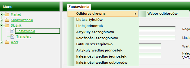 3.5 DŁUŻNIK - Generowanie raportów W niniejszym rozdziale zostały opisane zestawienia z systemu DŁUŻNIK.