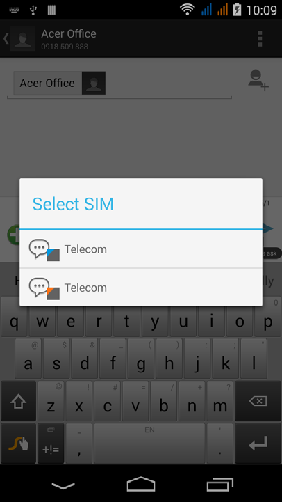 Zarządzanie kartami SIM - 77 Wybór karty SIM do wysyłania wiadomości tekstowych Jeśli dla opcji Wiadomości zostało wybrane polecenie Zawsze pytaj, za każdym razem, gdy jest wysyłana wiadomość