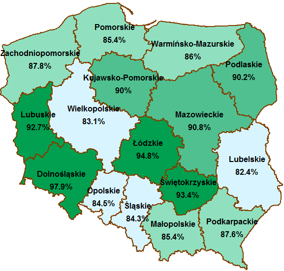 Dziłni nleży podkreślić, iż wysoki poziom wykorzystni lokcji wynik z wygszni jego relizcji od 2012 r., co z tym idzie relokcji środków dotąd niewykorzystnych do innych Dziłń Priorytetu VI. Rys.