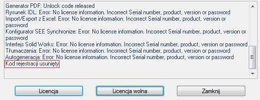 Zwalnianie licencji (dotyczy licencji Floating Allowed to release) Zwolnienie licencji sprawia, że możliwe jest korzystanie z programu na innym komputerze.