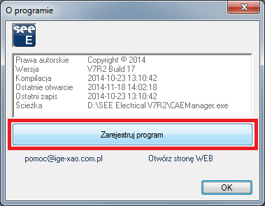 1.1 Instalacja Domyślnie program instalowany jest w katalogu: C:\Program Files (x86)\ige+xao\see Electrical V7R2\.