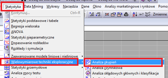 6 Wielowymiarowe techniki eksploracyjne Opis mo zliwości wielowymiarowych technik eksploracyjnych rozpoczniemy od klasy kacji wielowymiarowej (analizy skupień).