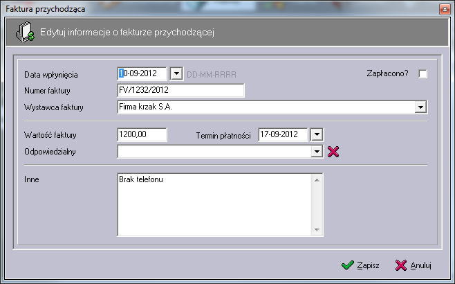 Posiadacz (pracownik) słownik Pracownik posiadający wskazany telefon (przypisanie telefonu) Inne Pozostałe informacje *) Litera T w drugiej kolumnie tabeli oznacza, że pole jest obowiązkowe do