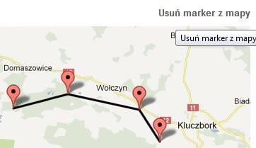 Zaznaczanie punktów (również punktów odcinka na mapie) dokonasz za pomocą współrzędnych GPS lub informacji podanych w formularzu.