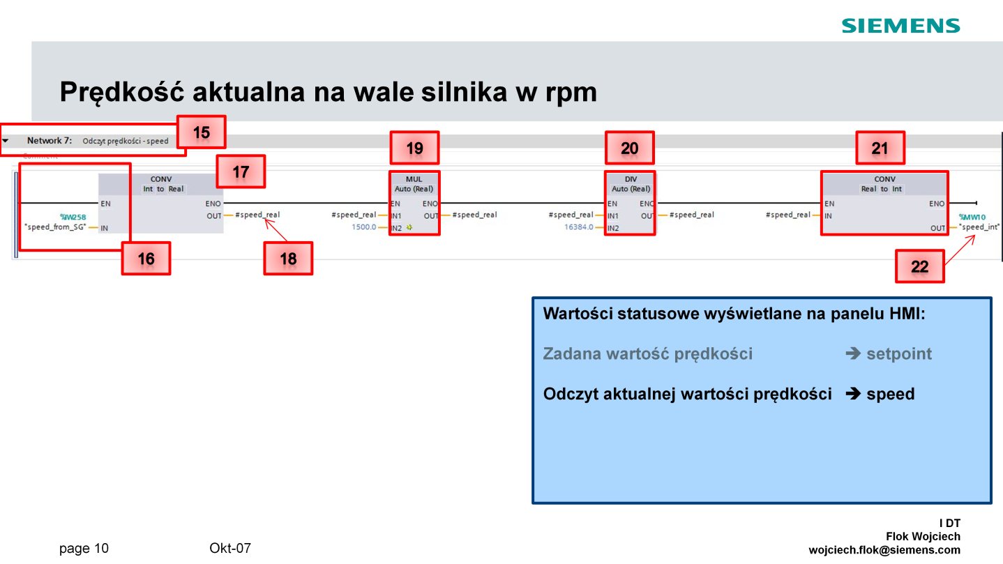 Tworzymy nową sieć o nazwie Odczyt prędkości - speed (15).