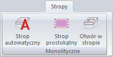 Wstaw ścianę wirtualną Wstaw słup Wstaw podciąg Wstaw okno Wstaw drzwi Wstaw strop automatycznie Wstaw strop prostokątem Wstaw otwór w stropie Wstaw schody wielobiegowe Wstaw schody zabiegowe Wstaw