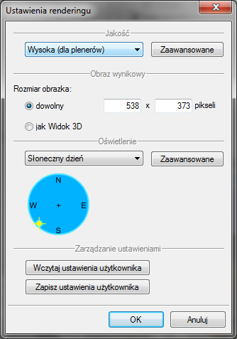 Podstawy działania programu Program AutoCAD lub ArCADia-INTELLICAD: Okno Widoku 3D Rendering Domyślnym ustawieniem programu jest uproszczony rendering, w którym definiuje