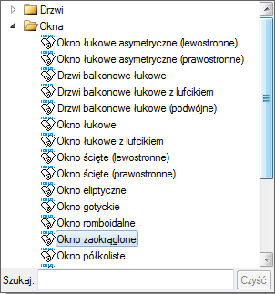 Stolarka okienna i drzwiowa Wygląd opis (definicja elementów opisu zapałki), wyświetlanie wysokości parapetu.