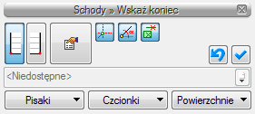 Schody Przy wprowadzaniu schodów prócz początkowych ustawień, np. wysokości schodów, można także zdefiniować, która krawędzią (wewnętrzną czy zewnętrzna) schody są rysowane.