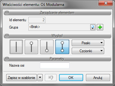 Narzędzia projektu Rozmiar czcionki rozmiar czcionki opisu. Zapisz w szablonie zapisuje do szablonu ustawienia pisaków, wybranego stylu i inne parametry elementu. 18.4.2.