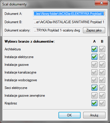 Podstawy działania programu Wywołanie: Program ArCADia: Wstążka Narzędzia główne grupa logiczna Moduły Scal dokumenty Program AutoCAD lub ArCADia-INTELLICAD: Pasek narzędzi ArCADia-SYSTEM Scal