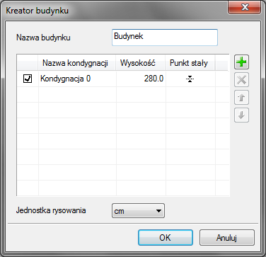 Podstawy działania programu Rys. 107 Okno tworzące budynek za pomocą definiowanych kondygnacji Nazwa budynku nazwa wprowadzanego budynku.