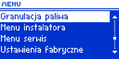 II.11. Granulacja paliwa Opcja ta pozwala wybrać zasadniczą grupę paliwa, którym opalany jest kocioł (pelet gruby lub pelet drobny). II.12.