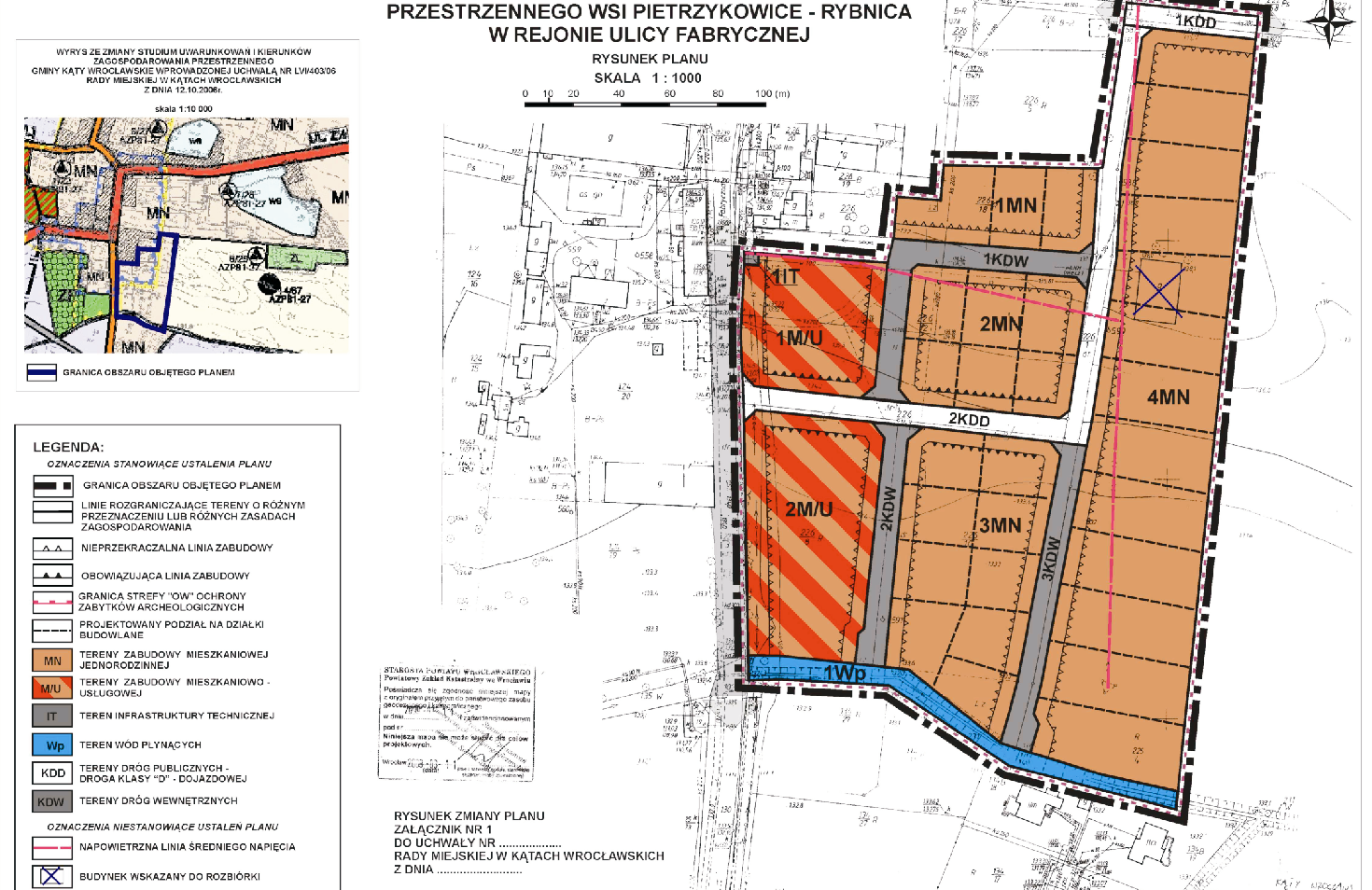 Maria Hełdak, Jakub Szczepański, Agnieszka Stacherzak Rysunek 1. Projekt miejscowego planu zagospodarowania przestrzennego wsi Pietrzykowice Rybnica w rejonie ul. Fabrycznej Figure 1.