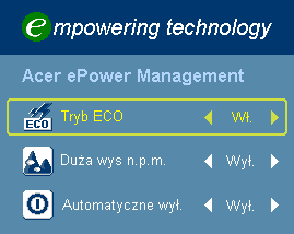 16 Acer Empowering Technology Empowering Key Acer Empowering Key udostępnia trzy unikalne funkcje Acer: "Acer eview Management", "Acer etimer Management" i "Acer epower Management".