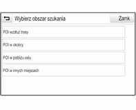 wszystkich celów podróży spełniających kryteria. Wybrać żądany adres. Wyświetli się szczegółowy widok celu podróży. Aby rozpocząć prowadzenie po trasie, wybrać Start.