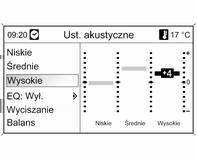 Wprowadzenie 15 Wprowadzanie ciągu znaków Ustawienia barwy dźwięku W menu ustawień barwy dźwięku można zdefiniować oddzielną charakterystykę barwy dźwięku dla każdego zakresu częstotliwości radiowych