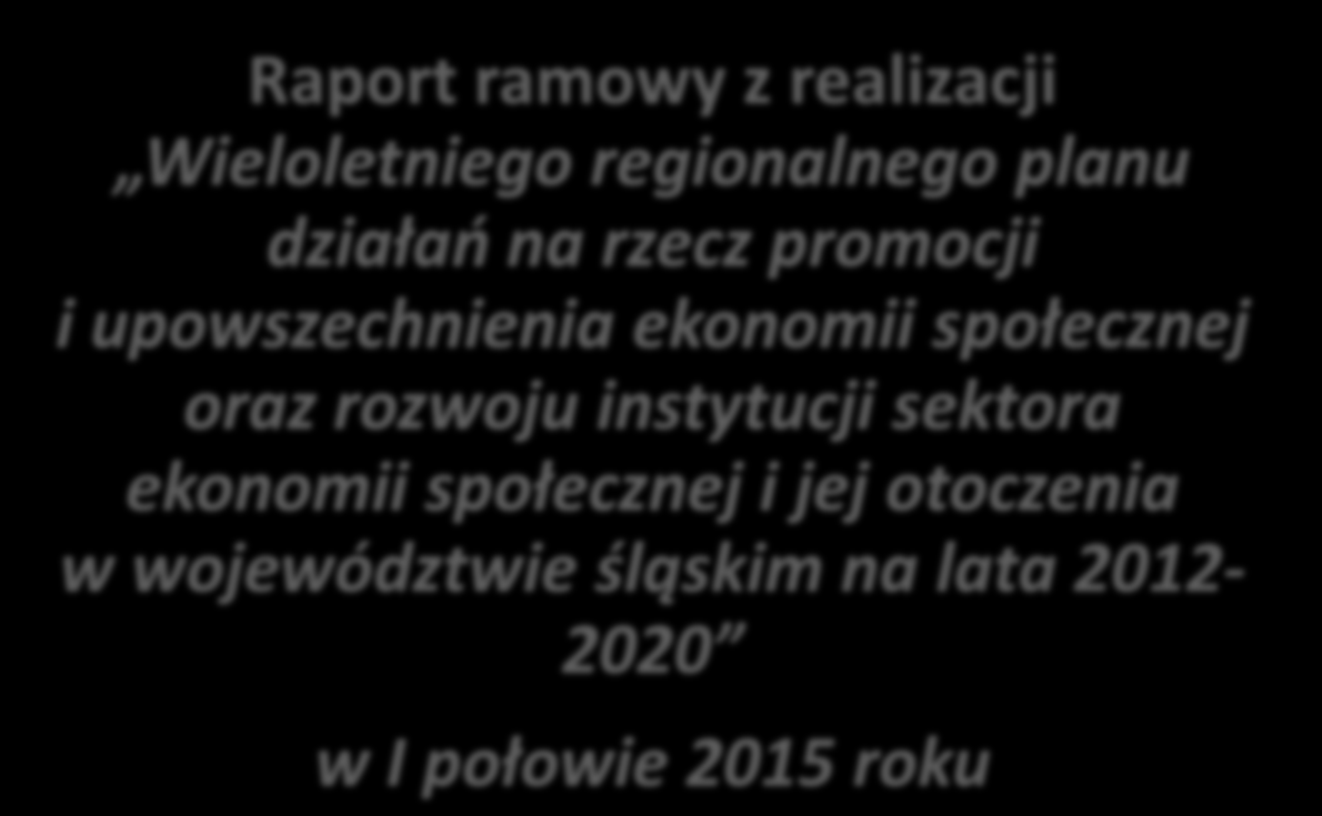 Regionalny Ośrodek Polityki Społecznej Województwa Śląskiego Raport ramowy z realizacji Wieloletniego regionalnego planu działań na rzecz promocji i upowszechnienia