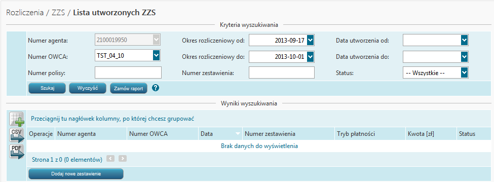 3.2 ZZS - Zestawienie Zainkasowanych Składek jest to zestawienie, które rejestruje wszystkie wpłaty otrzymane od klienta i zarejestrowane w systemie GoNet.