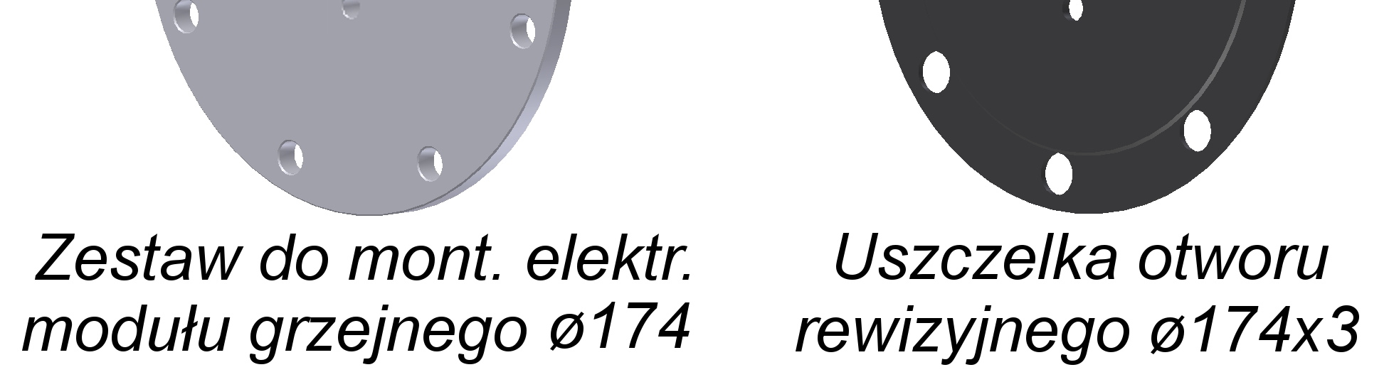 : zestaw do montażu elektrycznego modułu grzejnego (pokrywa z tuleją G 1 ½ ), elektryczne moduły grzejne, anody ochronne, uszczelki otworu rewizyjnego, itp.