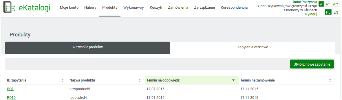 Zapytanie ofertowe (1) 1 - Utworzenie nowego zapytania ofertowego 2 - Wybór rodzaju zapytania 3 - Odpowiedź wykonawców 4 - Dodanie