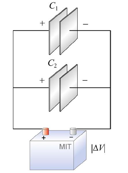 Bateria złożona z dwóch kondensatorów ma