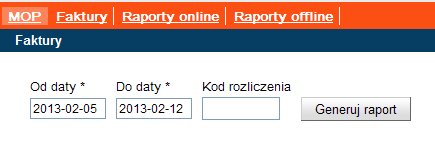 W tej części raportów wyszukać można dane faktur jakie zostały wystawione przez FDP w wyszukiwanym okresie.