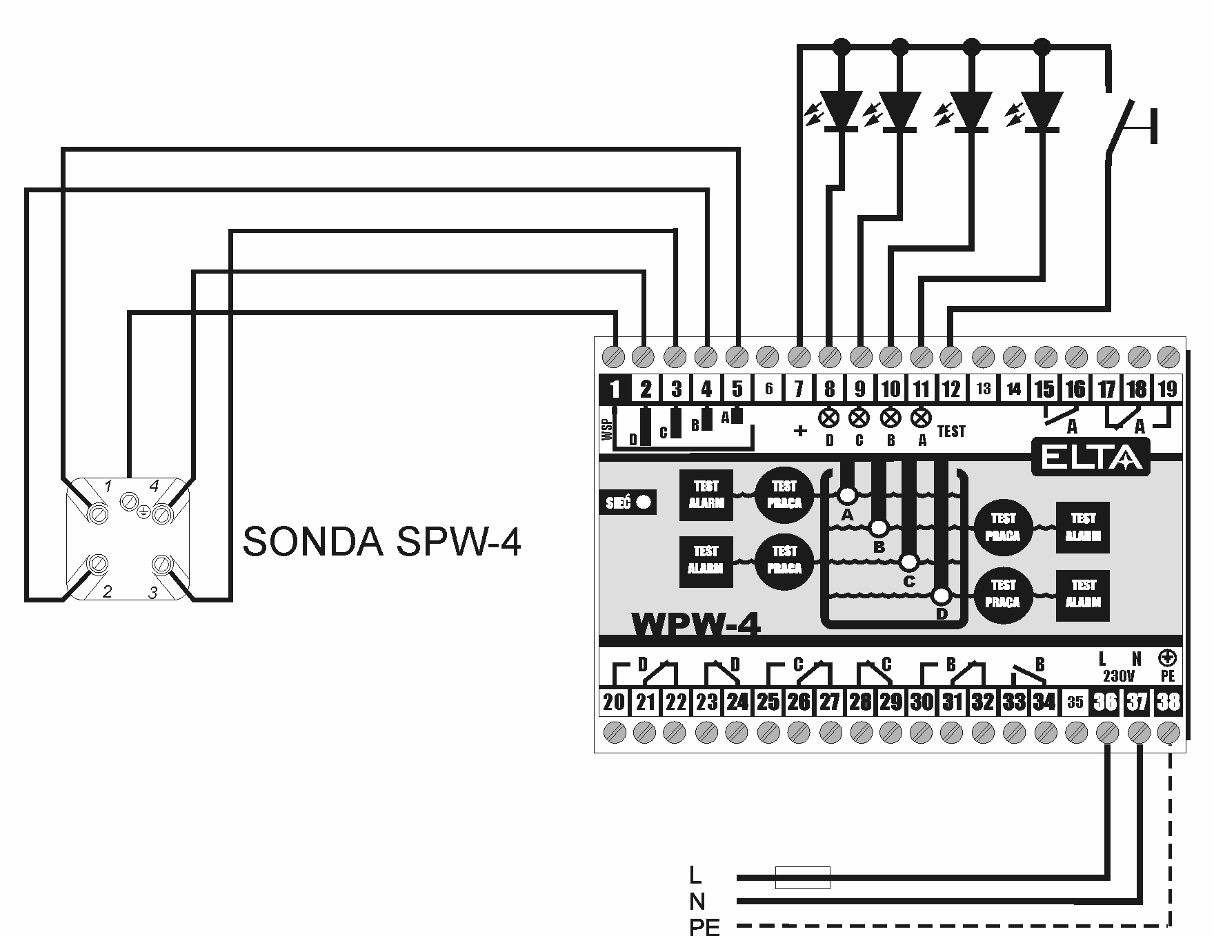 WPW-4 - INSTRUKCJA INSTALACJI I OBSŁUGI 10 11. PRZYKŁADOWE SCHEMATY POŁĄCZEŃ 11.