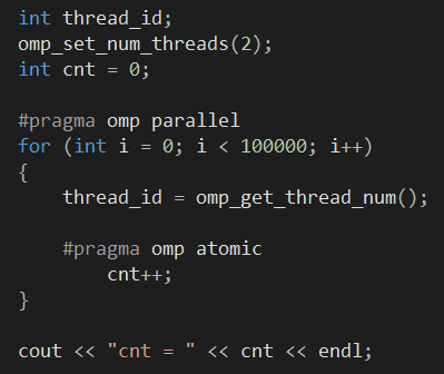 Sekcję krytyczną definiujemy poprzez #pragma omp critical Mamy też możliwość wprowadzenia operacji atomowych (#pragma omp atomic) do operacji odczytu/zapisu zmiennych.
