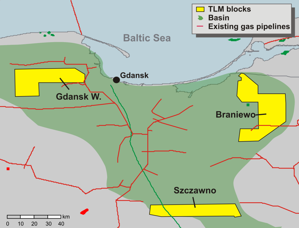 KONCESJE: TALISMAN ENERGY SAN LEON Parametry Montney Marcellus Polska (szacunki) OGIP (bcf/sq. (bcm/sq.km.) mile) ~ ~ 450 5 40 0.5-130 1.5 2202.