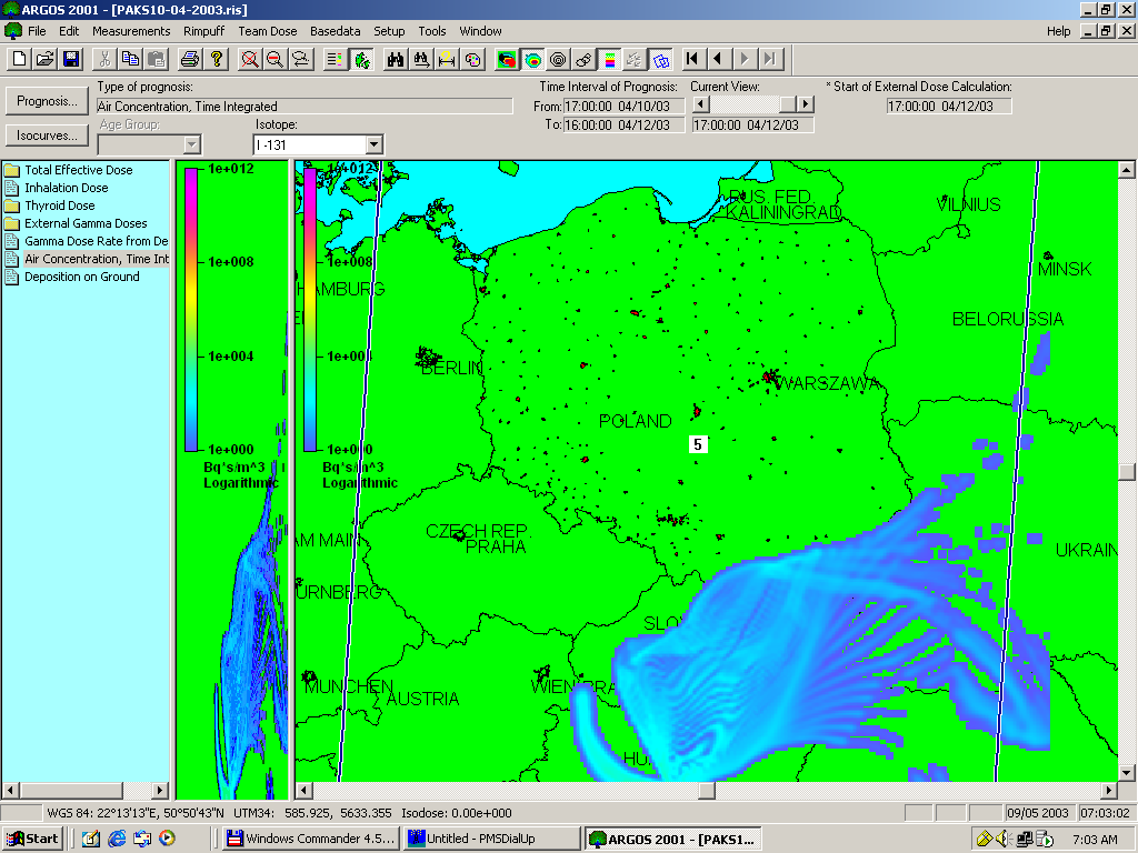 powietrzu w wyniku zdarzenia w EJ Paks Węgry -10.04.2003 r.