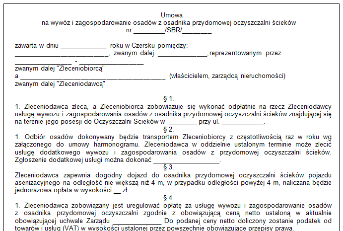 Program NFOŚiGW - PBOŚ Wzór umowy z firmą