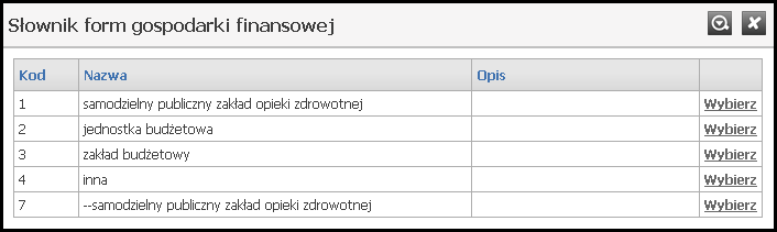 64 Słownik dziedzin funkcji komórek organizacyjnych Słownik wyposażony jest w filtrowanie wyświetlanej zawartości. Sposób posługiwania się filtrami opisany jest na początku niniejszego rozdziału. 10.